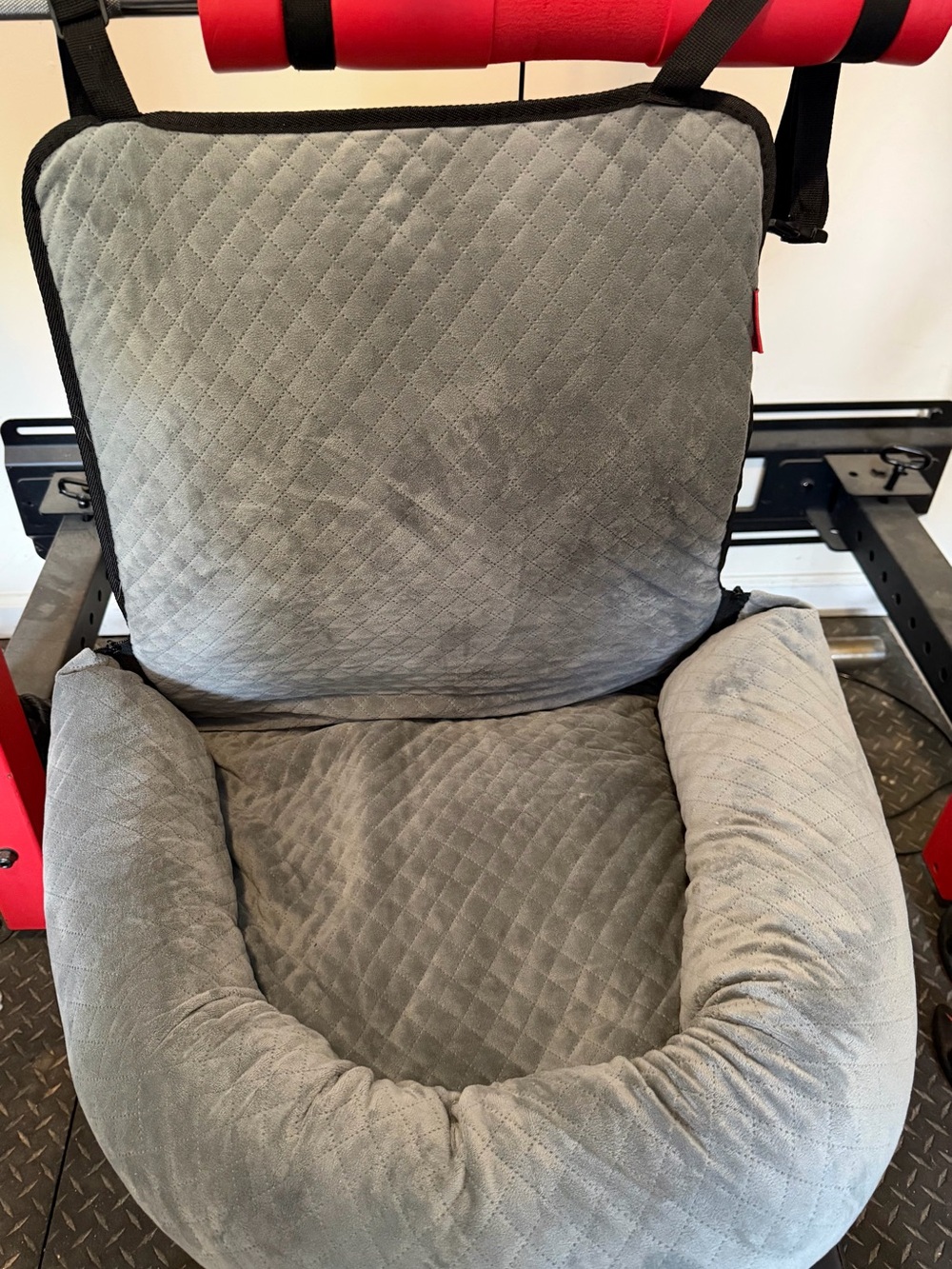 Plush Gray Quilted Dog Car Seat & Travel Carrier Cushion